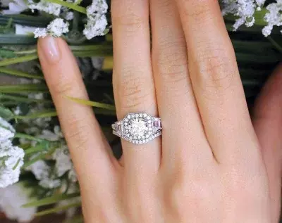 3.31 cttw Milgrain Art Deco Bridal Set Ring Cushion Cut Halo Engagement Ring w/ Milgrain Curve Band Ring Dainty Bridal Ring 