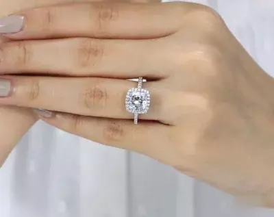 2.40 Carat Center Halo Engagement Ring Cushion Cut Diamond Simulants Anniversary Ring Bridal Ring Promise Ring 