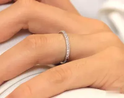 0.28 cttw Eternity Band Ring Brilliant Cut Diamond Simulant Half Around Stone Wedding Ring Stackable Ring 