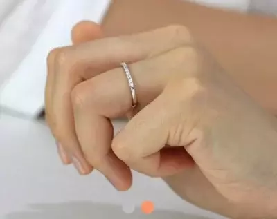 0.29 cttw 1.5mm Wide Half Pave Eternity Ring 4x4 Prong Brilliant Pave Set Diamond Simulant Stacking Band Delicate Band Ring 