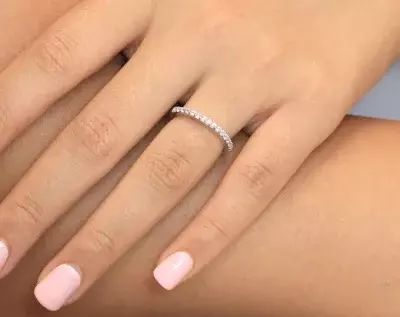 2.0mm Half Eternity Band Ring 0.48 cttw Brilliant Cut Pave Diamond Simulant Wedding Band Ring Stacking Ring 