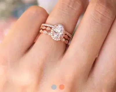 2.92 cttw Art Deco Bridal Set Oval Cut Halo Engagement Ring w/ Two Mix & Match Eternity Wedding Ring Dainty Art Deco Ring 