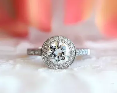 2.80 cttw Halo Engagement Ring Brilliant Cut Diamond Simulant Wedding Ring Promise Ring Anniversary Ring 