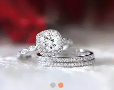 2.95 cttw Milgrain Art Deco Bridal Se Engagement Ring w/ Two All & Half Eternity Band Ring Layering Set Dainty Ring 