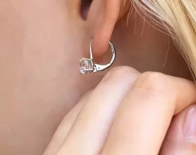 Round Solitaire Leverback Earrings Brilliant Cut Diamond Simulant Bridal Earrings Wedding Earrings Daily Wear Earrings 