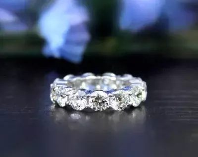 7.0 cttw Eternity Ring Brilliant Cut Diamond Simulants 5.0mm Wide Bridal Ring Wedding Ring Promise Ring 