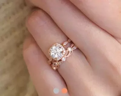 1.50 cttw Art Deco Bridal Set Ring Halo Engagement Ring w/ Leaf & Vine Vintage Wedding Ring Elegant Matched Set 