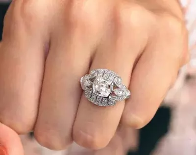 2.30 cttw Art Deco Engagement Ring Vintage Filigree Cushion Cut Diamond Simulants Bridal Ring Anniversary Ring 
