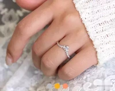 Crown Dainty Wedding Band Ring V Curved Wedding Ring Rose Gold silver Diamond Simulant Stacking Ring