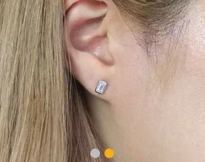 5x3mm Minimal Emerald Geometry Bezel Stud Earrings Emerald Cut Diamond Simulant Solitaire Earrings Bridesmaid Earrings 