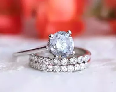 2.62 cttw Mix & Match Bridal Ring Set Brilliant Cut Diamond Simulant Two Mix Eternity Wedding Band Ring 