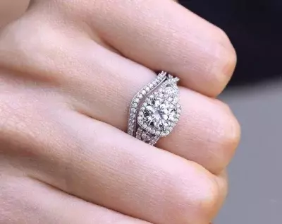 2.0 cttw Infinity Art Deco Halo Engagement w/ Milgrain Curve Wedding Band Ring Bridal Set Ring 