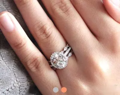 4.18 cttw Art Deco Halo Bridal Set Ring Oval Cut Diamond Simulant Wedding Set Ring w/ 3-Options Two Eternity Band Ring 