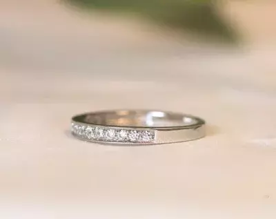 0.5 cttw Eternity Band Ring Brilliant Cut Diamond Simulant Half Eternity Band Ring Wedding Ring Stackable Ring 