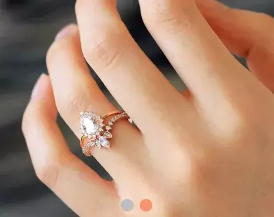 1.24 cttw Pear Halo Engagement Ring W/ Tiara Wedding Band Ring Pear Cut Diamond Simulant Bridal Set Ring Wedding Set Ring 