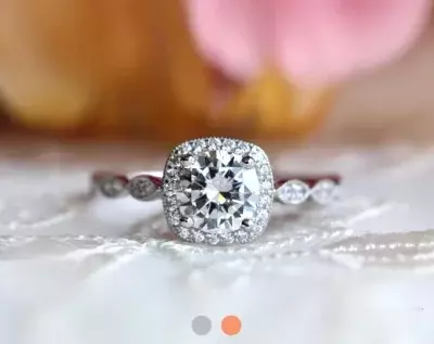 1.25 cttw Art Deco Ring Halo Engagement Ring 6.0mm Center Brilliant Cut Bridal Ring Wedding Ring Promise Ring 