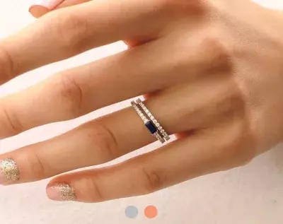 1.04 cttw Minimal Baguette Bridal Set Horizon Ring w/ All or Half Eternity Bands Sapphire & Champagne Straight Baguette Cut 