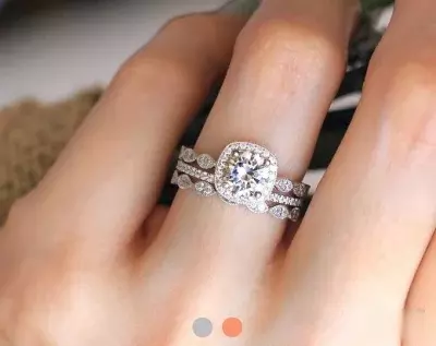 2.22 cttw Art Deco Bridal Set Brilliant Cut (6.0mm) Halo Engagement Ring w/ Mix & Matched Eternity Ring Danty Art Deco 