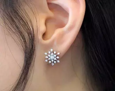 Snowflake & Sunburst Stud Earrings Sun Stud Earrings Brilliant Cut Diamond Simulants Bloom Flower Delicate Luxurious Earrings 