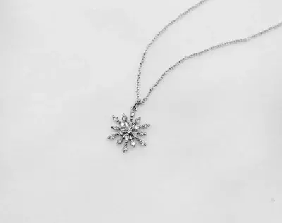 0.28 cttw Accent Snowflake & Flower Pendant Necklace Brilliant Cut Diamond Simulants Snowflake Necklace 