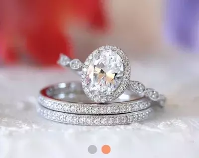 2.95 cttw Milgrain Art Deco Bridal Set Ring Oval Cut Center Engagement Ring w/ Two Eternity Ring Dainty Bridal Set 