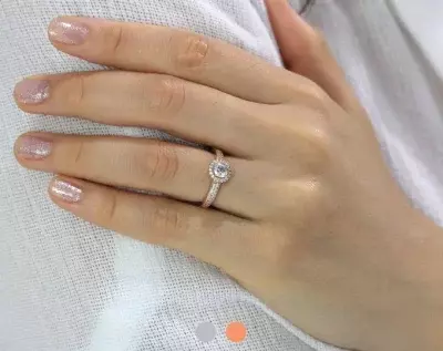 0.81 cttw Double Band Round Halo Engagement Ring Brilliant Cut Diamond Simulant 2 Rows Pave Diamond Set Band Ring 