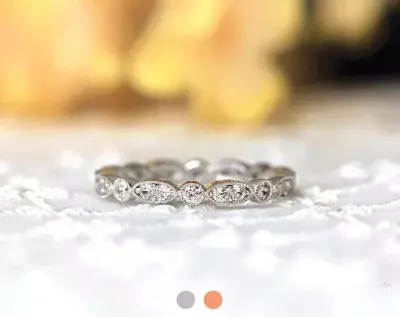 0.56 cttw Milgrain Marquise and Dot Ring Brilliant Cut Stone Wedding Eternity Ring Stacking Ring Dainty Band Ring 
