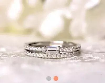 1.04 cttw Horizon Ring w/ All or Half Eternity Band Brilliant Straight Baguette Cut Diamond Simulant Bridal Set 