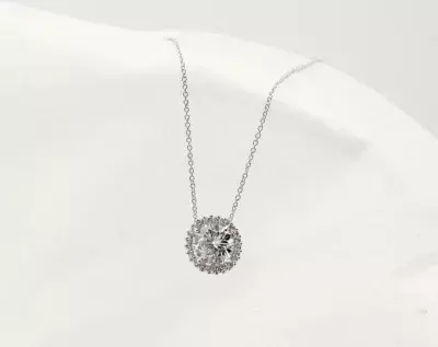 2.08 cttw Diamond Halo Pendant Necklace Brilliant Cut Diamond Simulant Bridal Necklace Wedding Necklace 